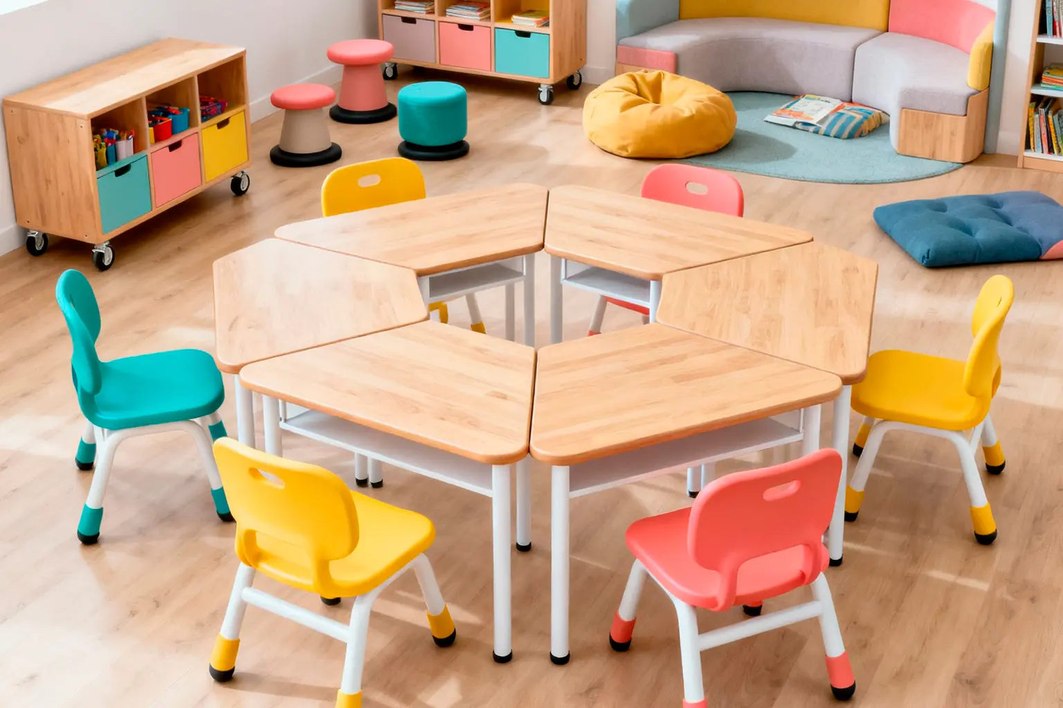 Mobiliário escolar moderno e flexível